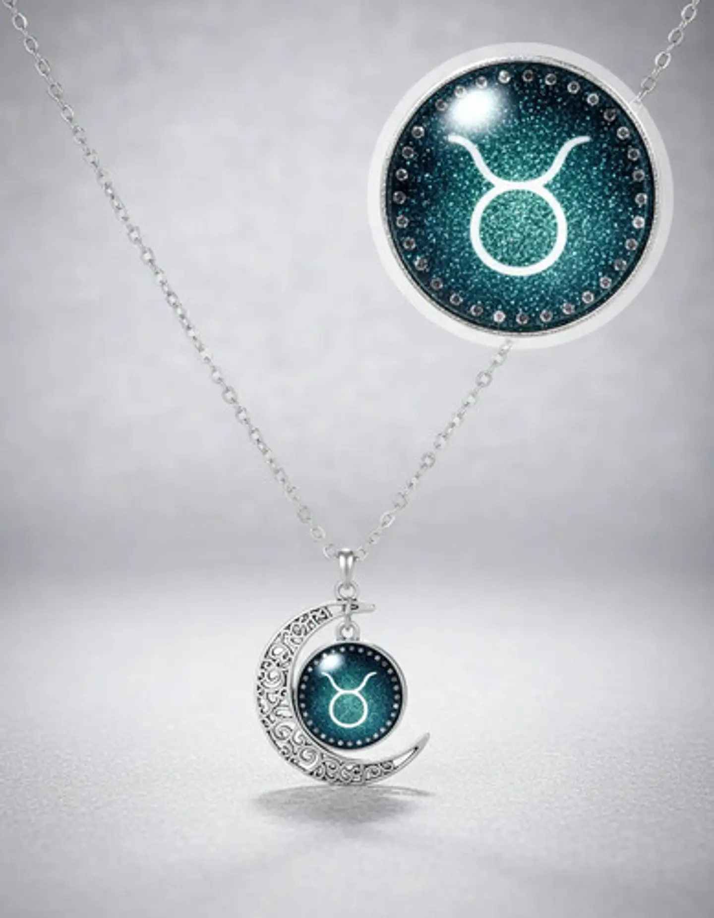 Collar Para Mujer Dije Cabujon Cristal Luna Signos Zodiacal 86
