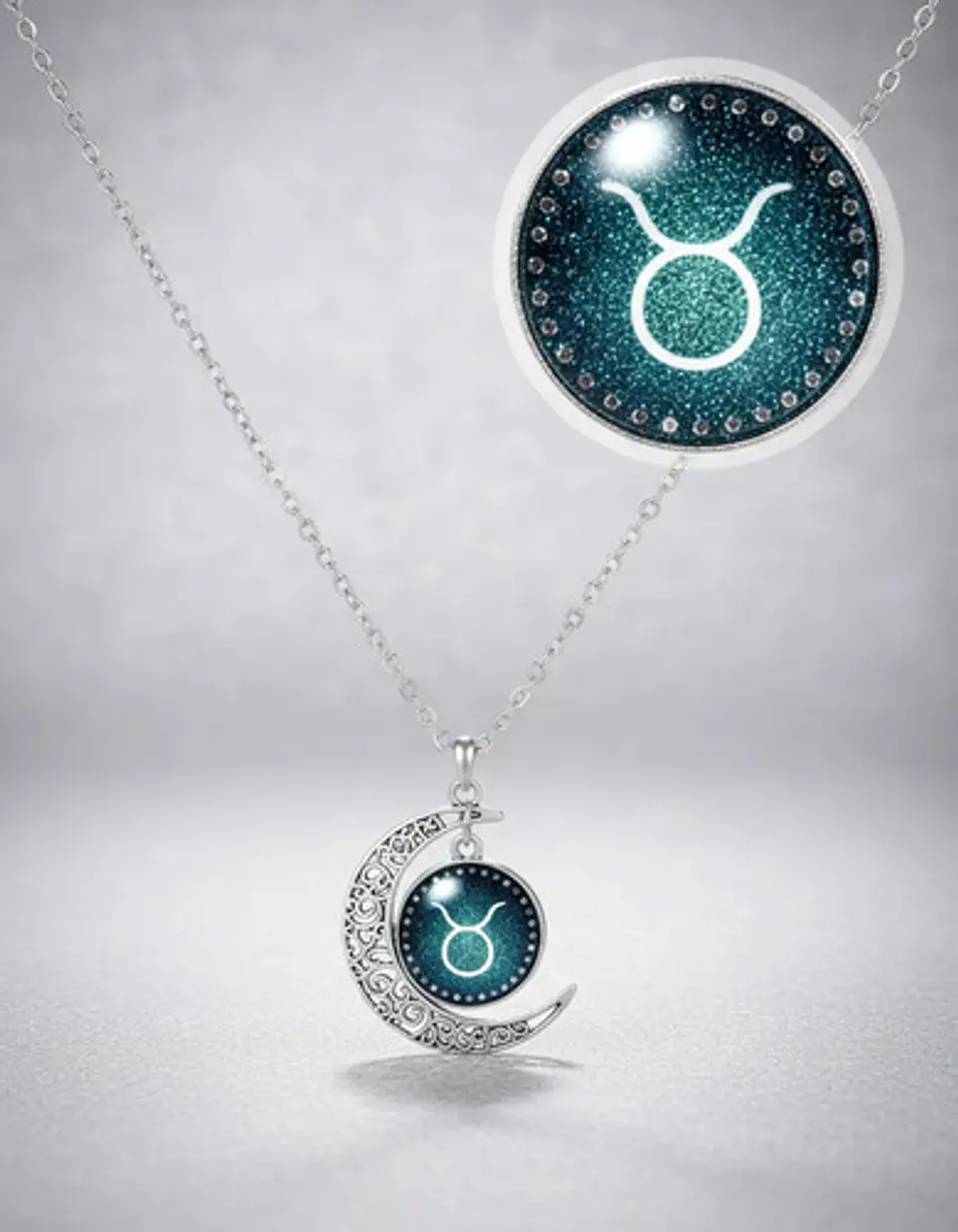 Collar Para Mujer Dije Cabujon Cristal Luna Signos Zodiacal 86