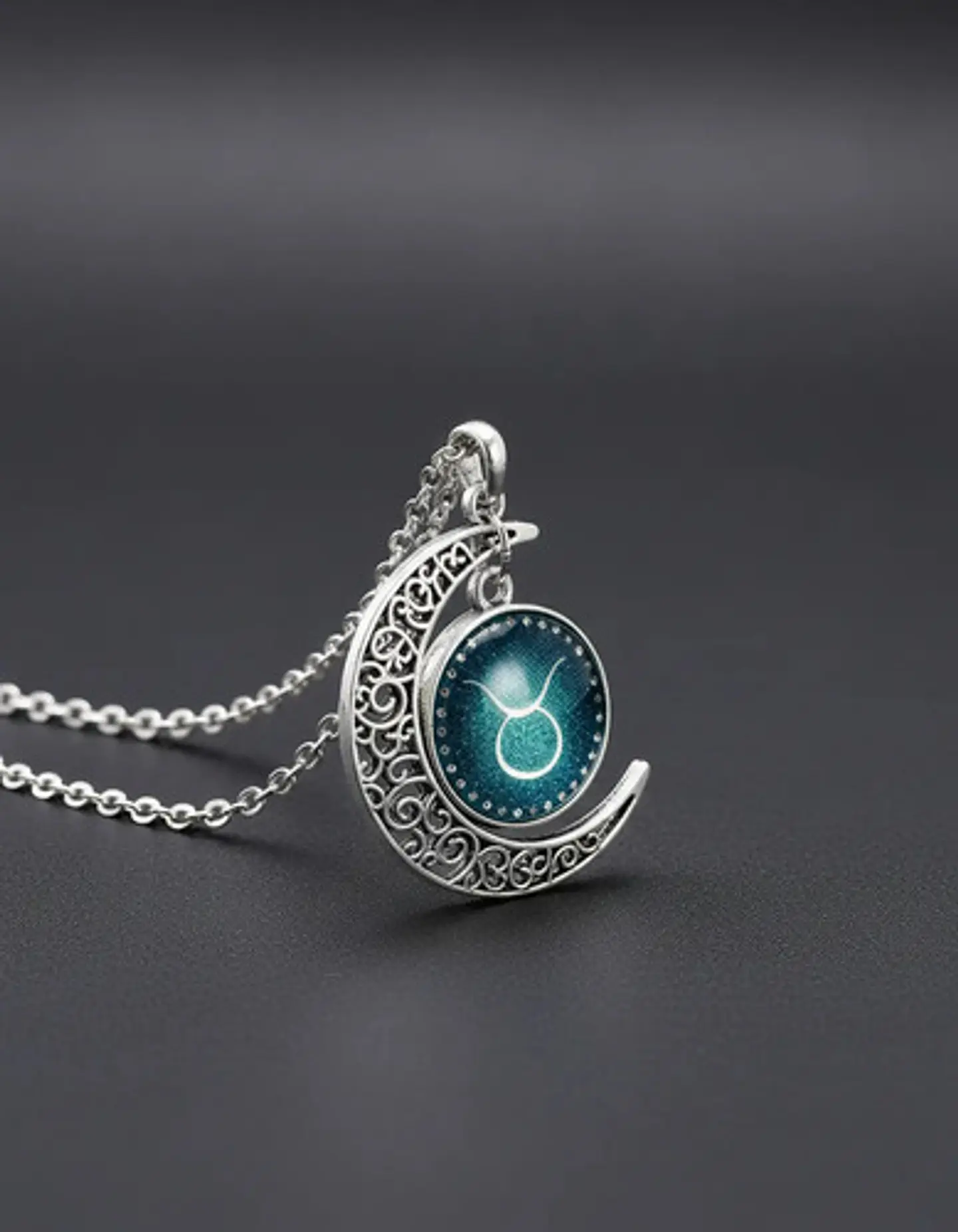 Collar Para Mujer Dije Cabujon Cristal Luna Signos Zodiacal 87