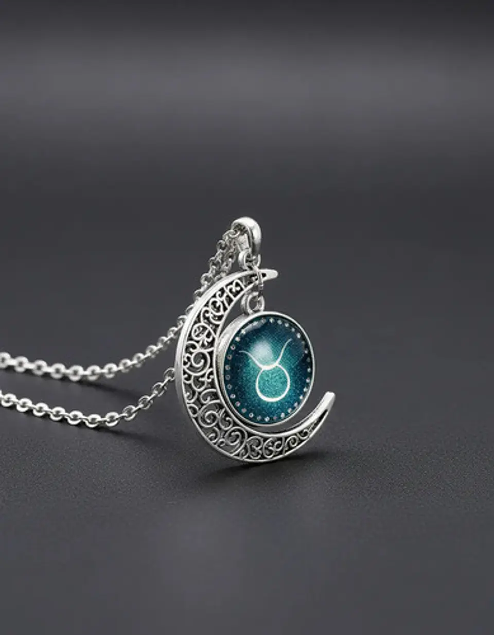 Collar Para Mujer Dije Cabujon Cristal Luna Signos Zodiacal 87