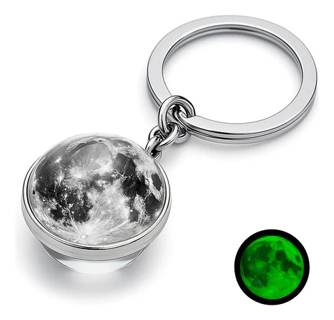 Llavero Hombres Mujeres Planeta Luna Sol Cristal Doble Cara