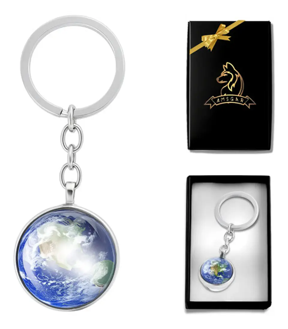Llavero Hombres Mujeres Planeta Luna Sol Cristal Doble Cara 8