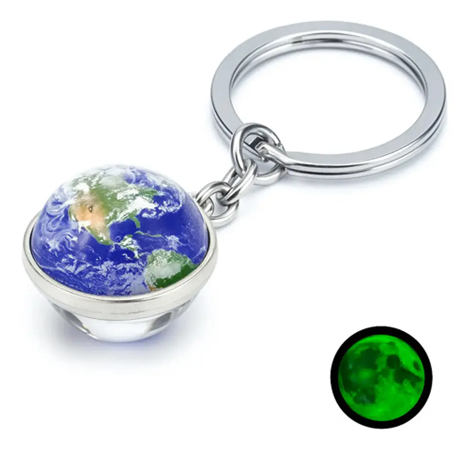 Llavero Hombres Mujeres Planeta Luna Sol Cristal Doble Cara 9