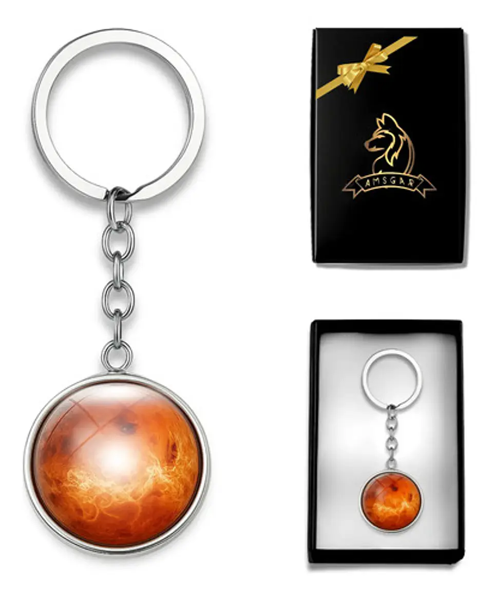 Llavero Hombres Mujeres Planeta Luna Sol Cristal Doble Cara 13