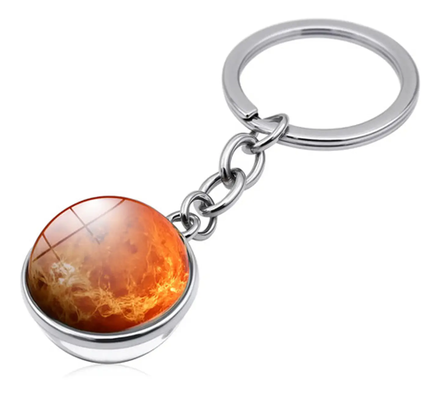 Llavero Hombres Mujeres Planeta Luna Sol Cristal Doble Cara 14