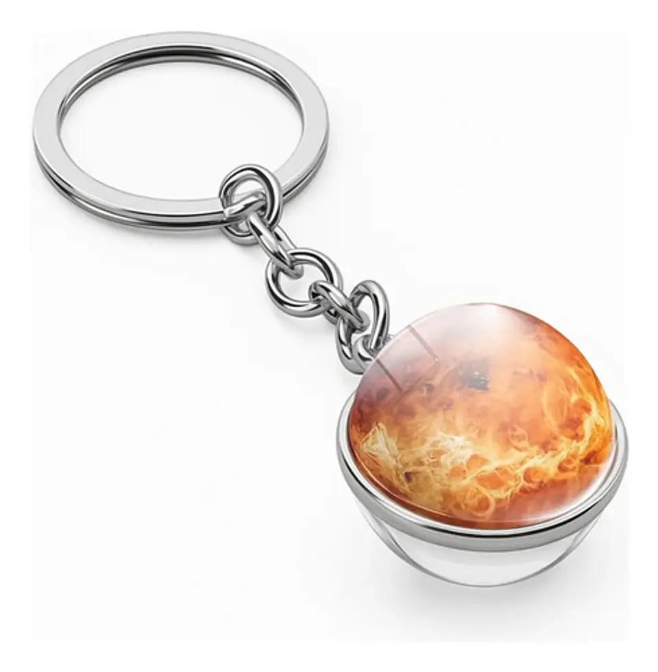 Llavero Hombres Mujeres Planeta Luna Sol Cristal Doble Cara 15