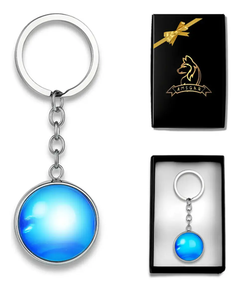 Llavero Hombres Mujeres Planeta Luna Sol Cristal Doble Cara 18