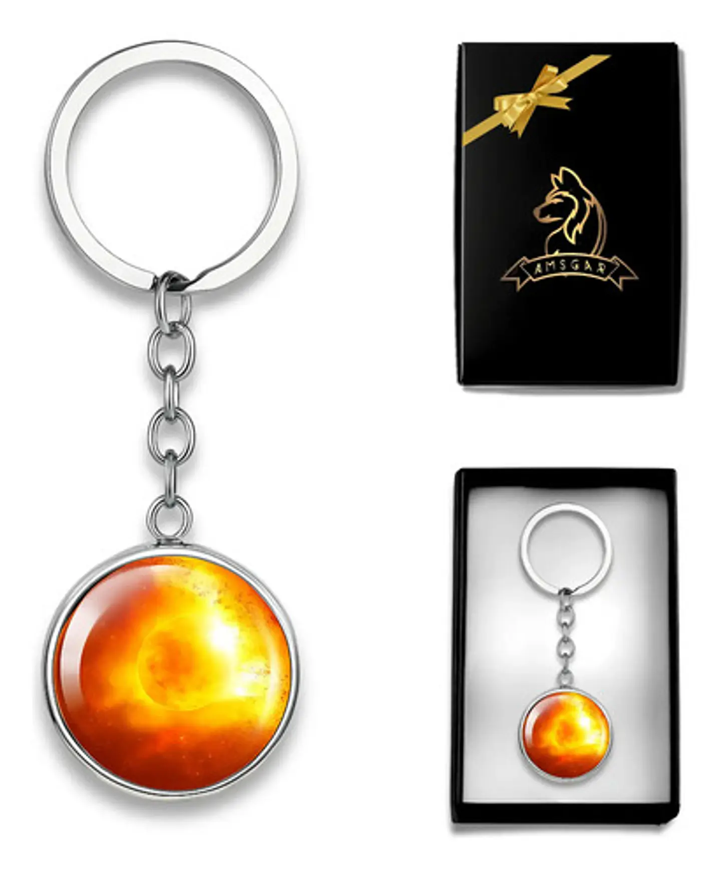 Llavero Hombres Mujeres Planeta Luna Sol Cristal Doble Cara 23