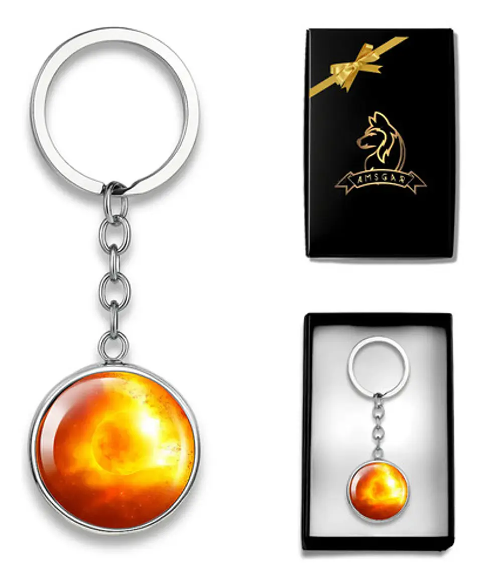 Llavero Hombres Mujeres Planeta Luna Sol Cristal Doble Cara 23