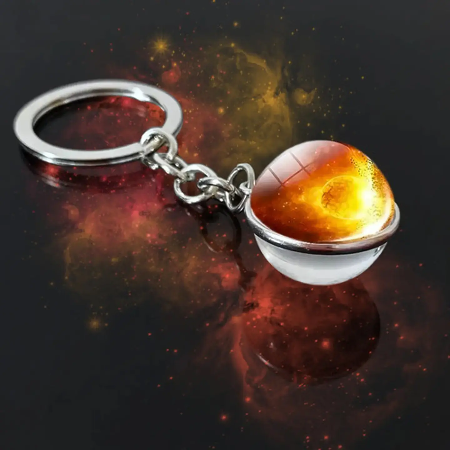 Llavero Hombres Mujeres Planeta Luna Sol Cristal Doble Cara 24