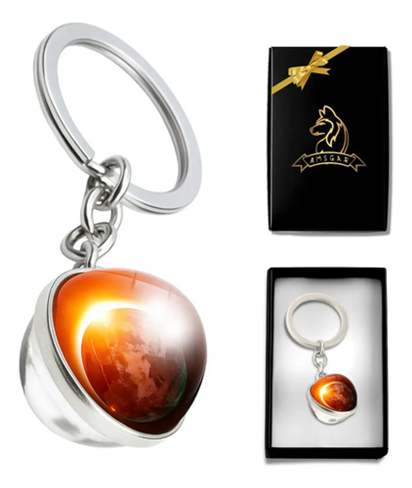 Llavero Hombres Mujeres Planeta Luna Sol Cristal Doble Cara 33