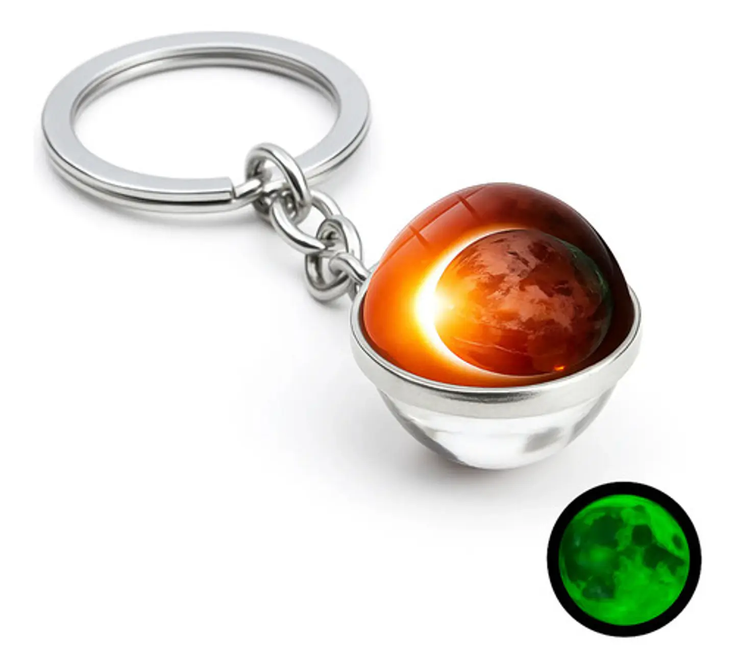 Llavero Hombres Mujeres Planeta Luna Sol Cristal Doble Cara 34