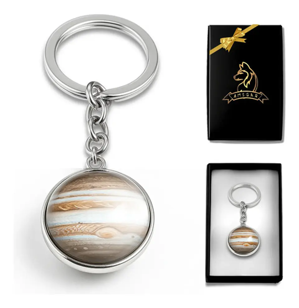 Llavero Hombres Mujeres Planeta Luna Sol Cristal Doble Cara 40