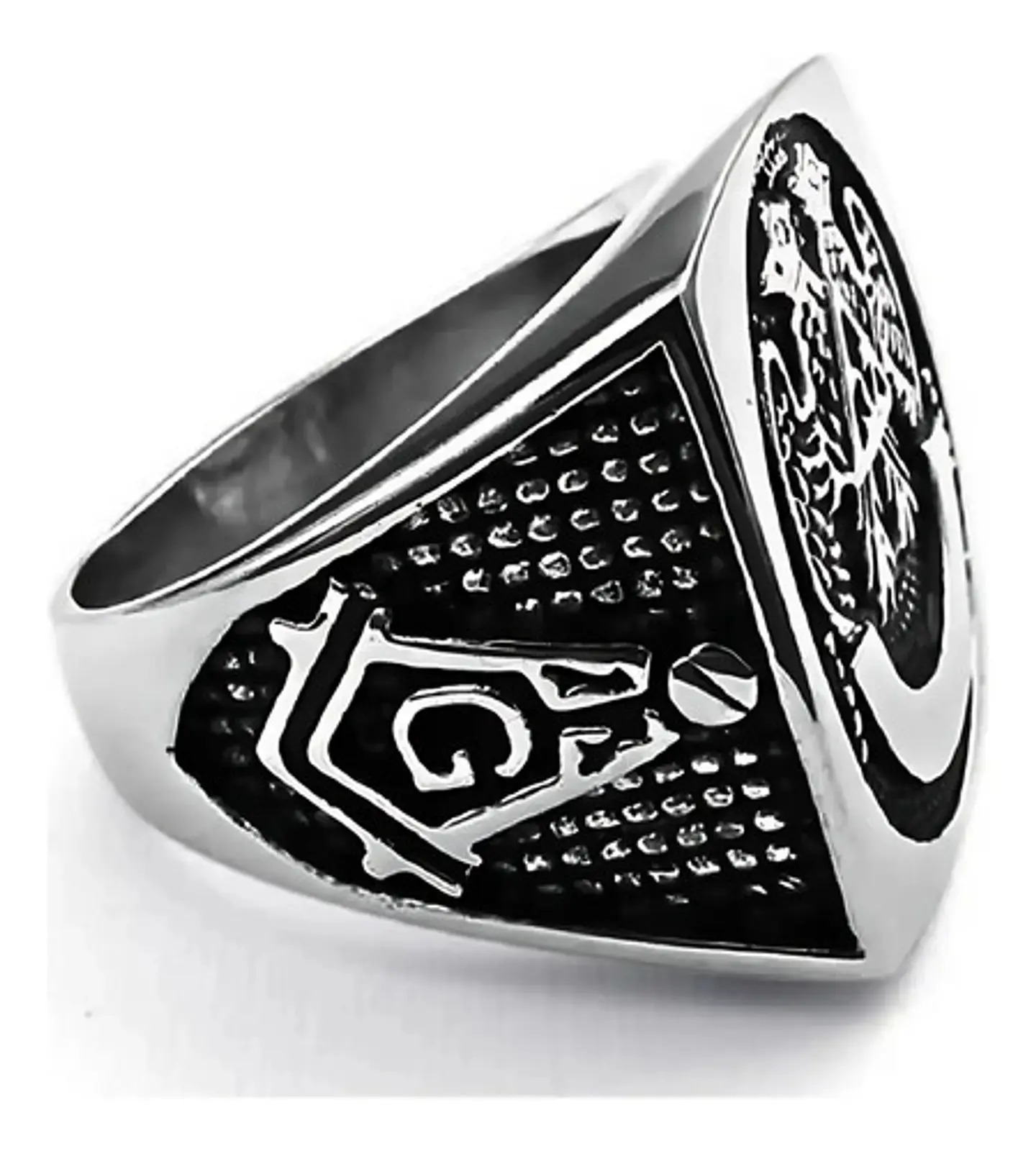 Anillo Color Plata Acero Inoxidable Mason 32 Aguila Hombre 2