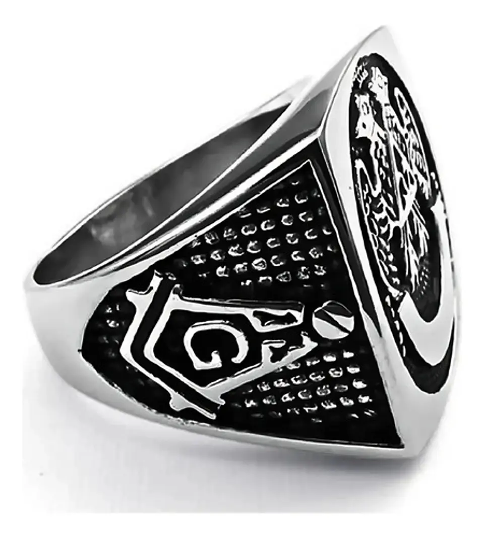 Anillo Color Plata Acero Inoxidable Mason 32 Aguila Hombre 2