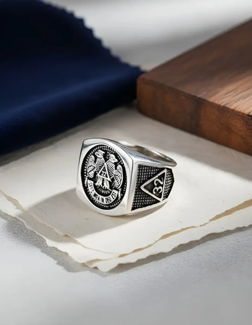 Anillo Color Plata Acero Inoxidable Mason 32 Aguila Hombre 5