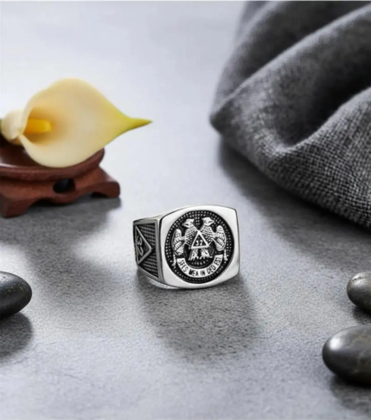 Anillo Color Plata Acero Inoxidable Mason 32 Aguila Hombre 6