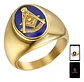 Anillo Para Hombres Símbolo Masón Logia Acero De Color Oro - Miniatura 1