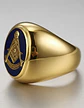 Anillo Para Hombres Símbolo Masón Logia Acero De Color Oro - Miniatura 5