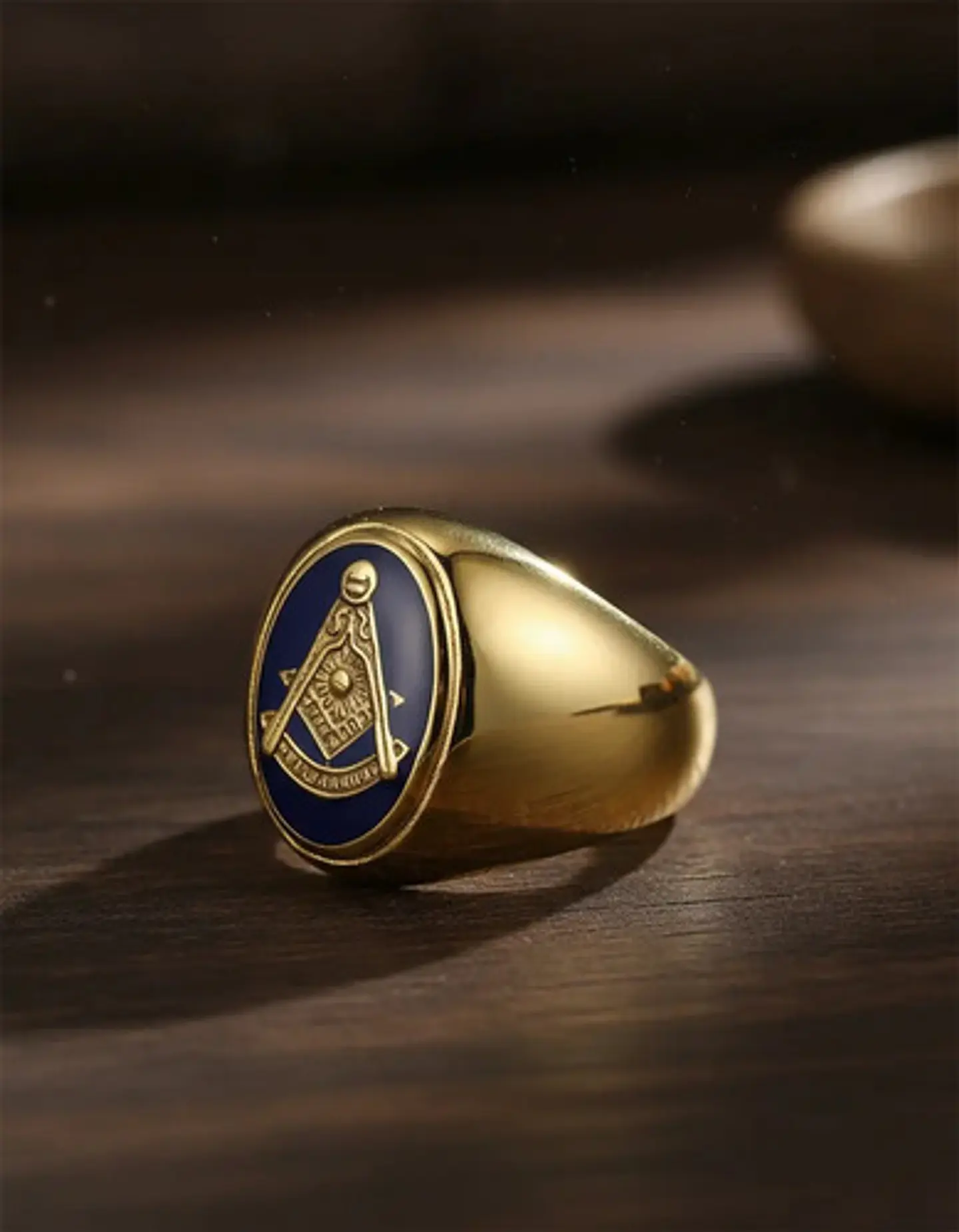 Anillo Para Hombres Símbolo Masón Logia Acero De Color Oro 10