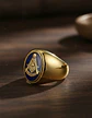 Anillo Para Hombres Símbolo Masón Logia Acero De Color Oro - Miniatura 10