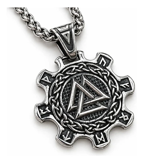 Collar Vikingo En Acero Para Hombres Dije Valknut Valhalla