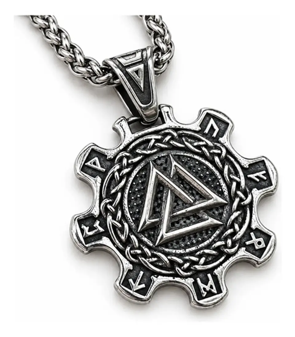 Collar Vikingo En Acero Para Hombres Dije Valknut Valhalla 1