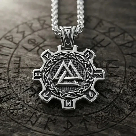 Collar Vikingo En Acero Para Hombres Dije Valknut Valhalla