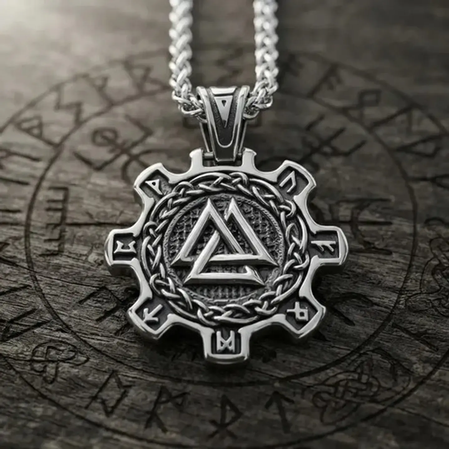 Collar Vikingo En Acero Para Hombres Dije Valknut Valhalla 2