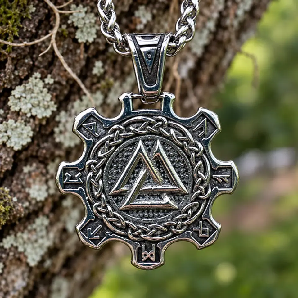 Collar Vikingo En Acero Para Hombres Dije Valknut Valhalla 7