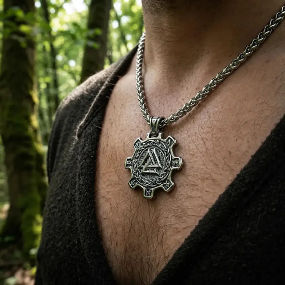 Collar Vikingo En Acero Para Hombres Dije Valknut Valhalla 8