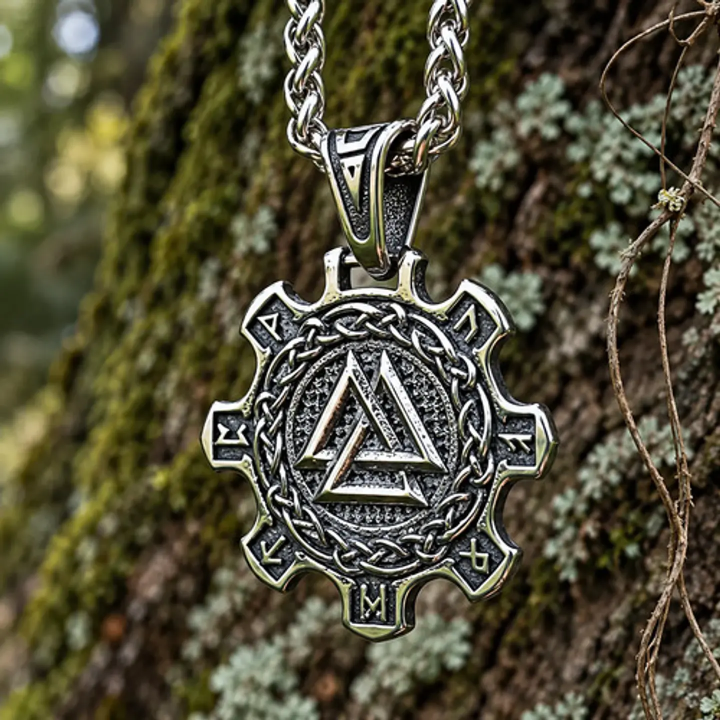 Collar Vikingo En Acero Para Hombres Dije Valknut Valhalla 9
