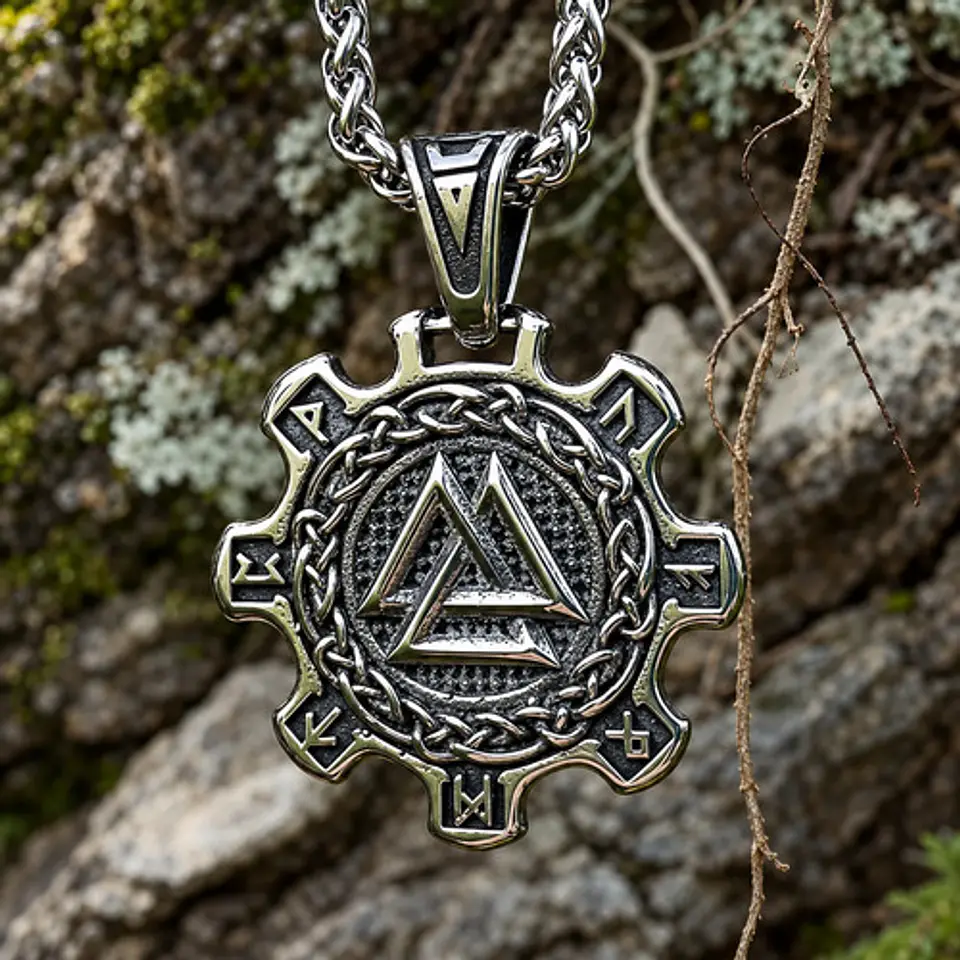 Collar Vikingo En Acero Para Hombres Dije Valknut Valhalla 10