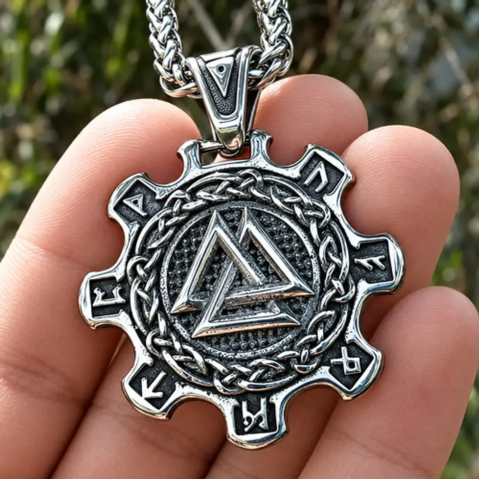 Collar Vikingo En Acero Para Hombres Dije Valknut Valhalla 11
