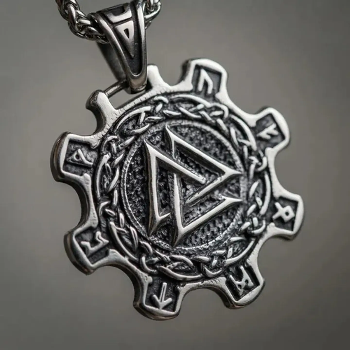 Collar Vikingo En Acero Para Hombres Dije Valknut Valhalla 12