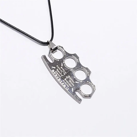 Collar Dije Color Negro Ancla Cráneo Manopla Para Hombre