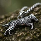 Collar Vikingo Color Plata En Acero Para Hombres Dije Lobo - Miniatura 9