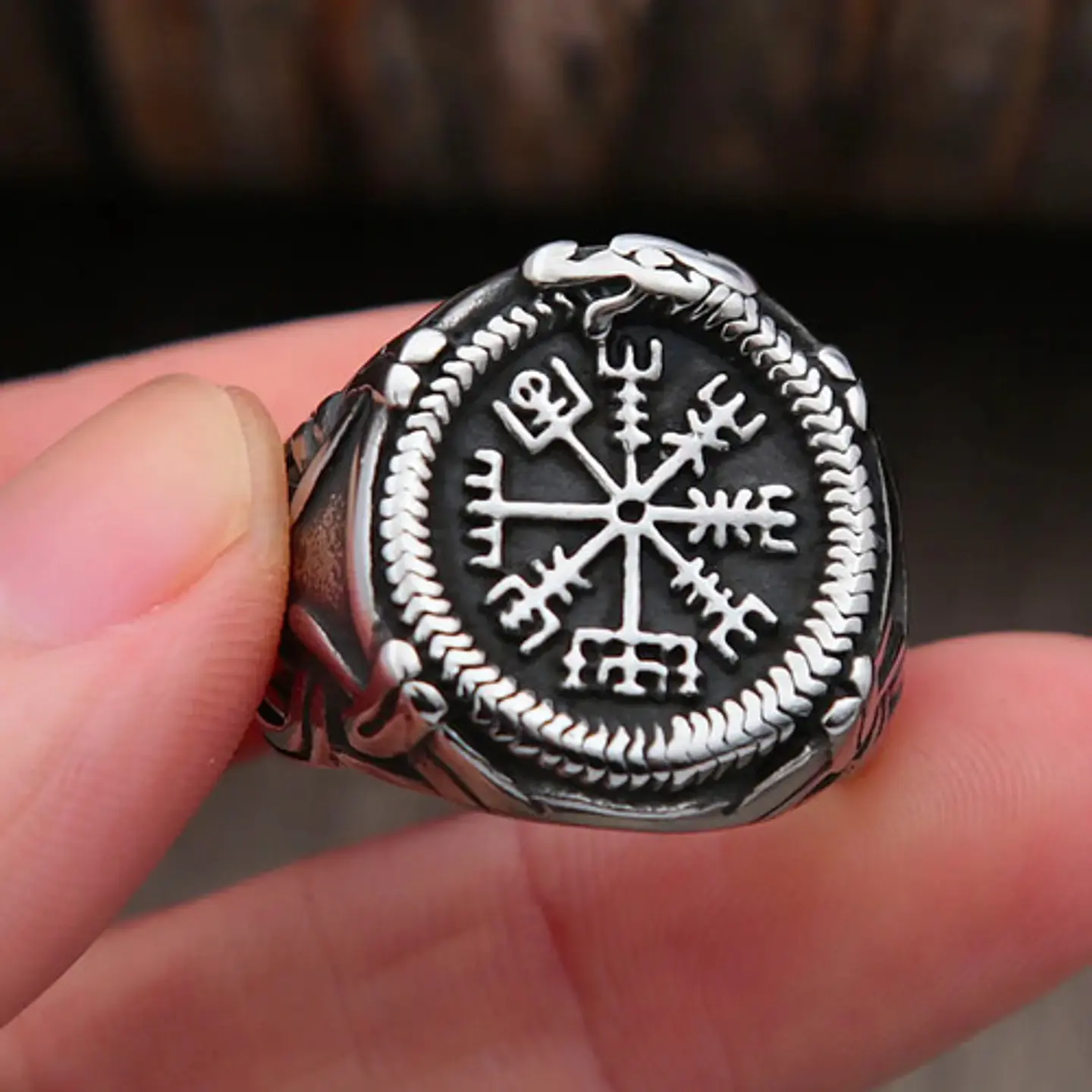 Anillo Mjolnir Amuleto Vikingo Odin Acero Inoxidable Hombre 5