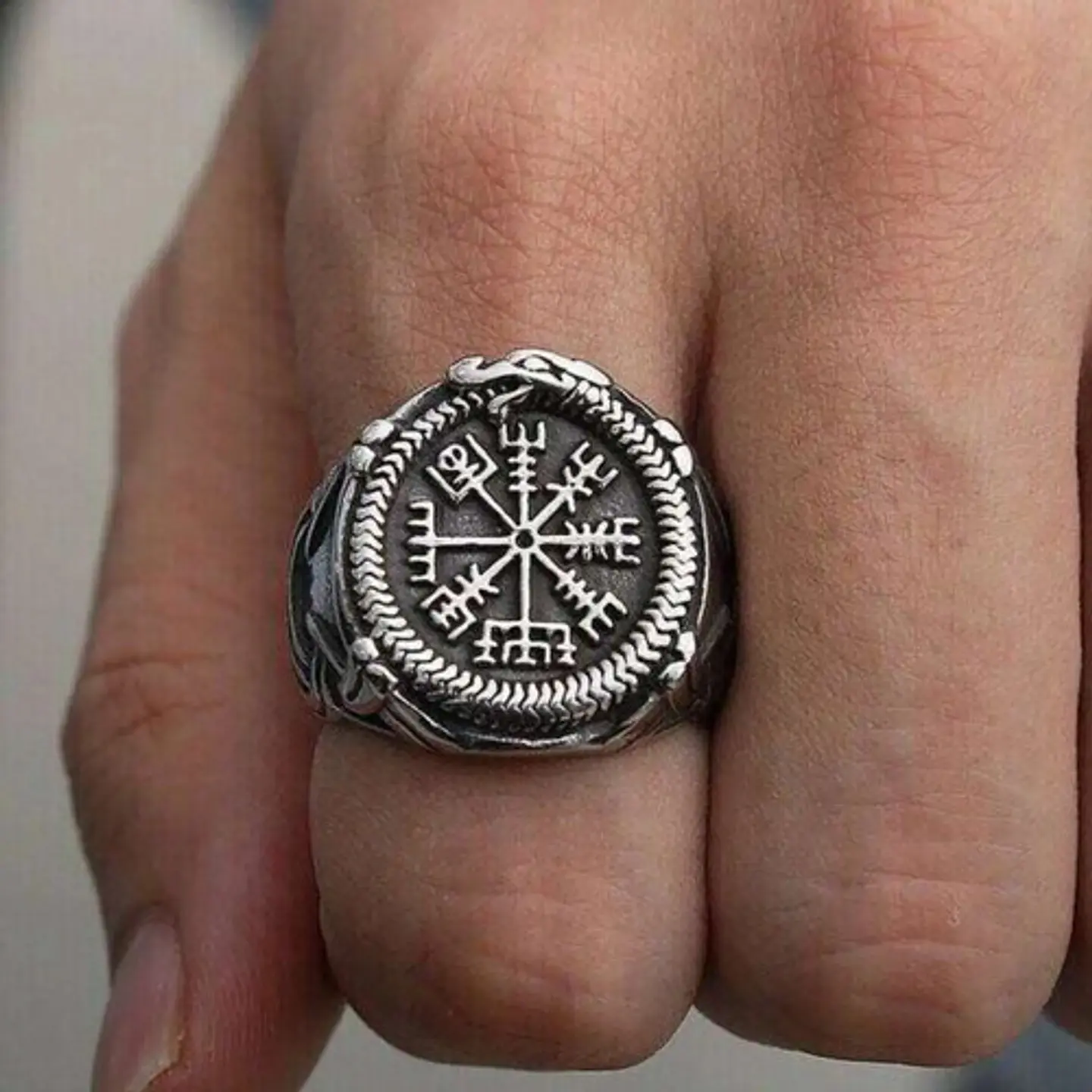 Anillo Mjolnir Amuleto Vikingo Odin Acero Inoxidable Hombre 7