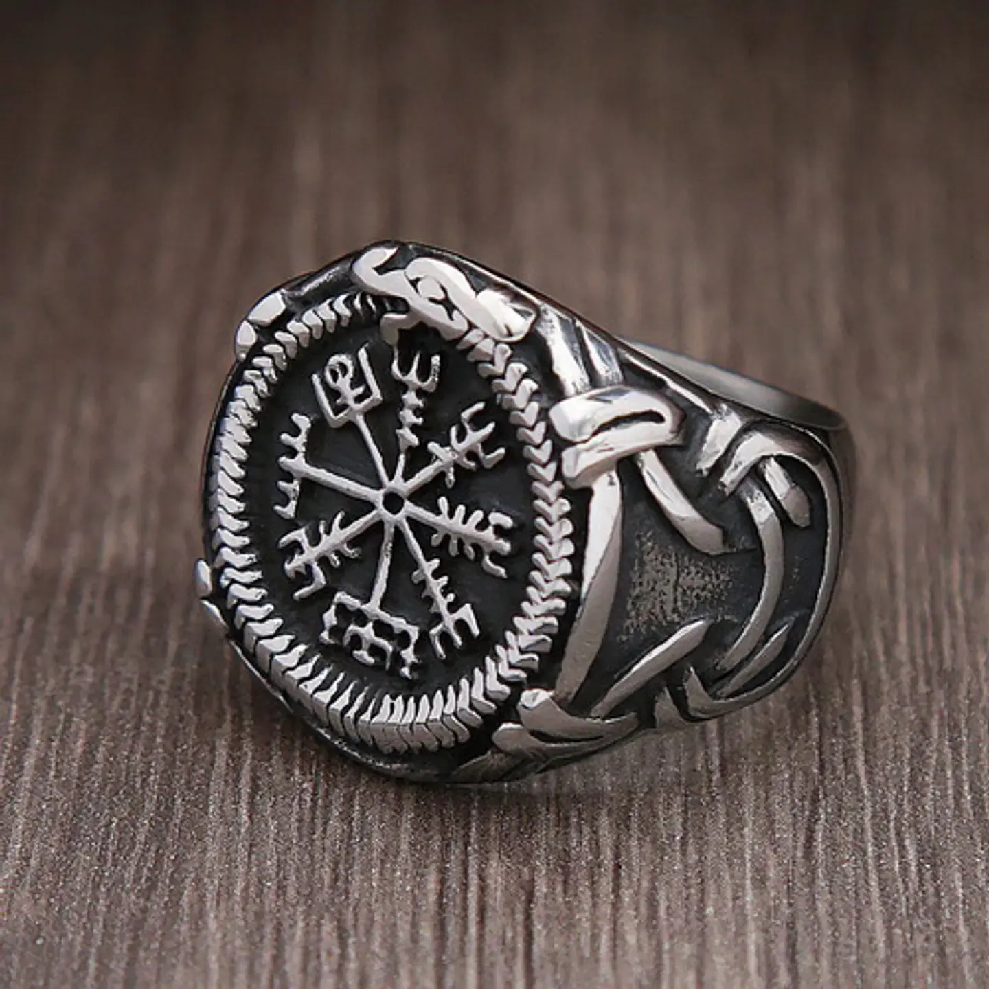 Anillo Mjolnir Amuleto Vikingo Odin Acero Inoxidable Hombre 8