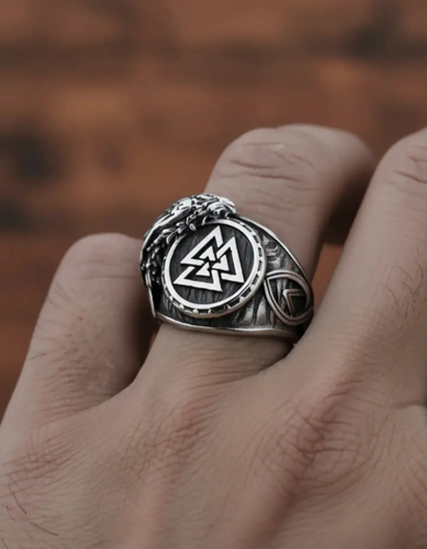  Anillo Valknut Vikingo Cuervo Acero Inoxidable Para Hombre 4