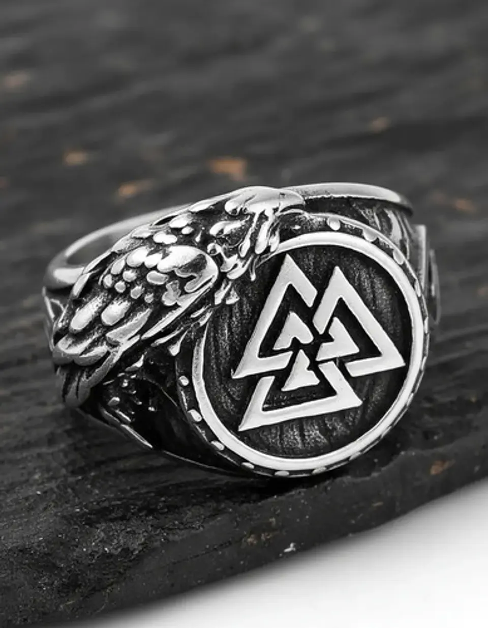  Anillo Valknut Vikingo Cuervo Acero Inoxidable Para Hombre 5