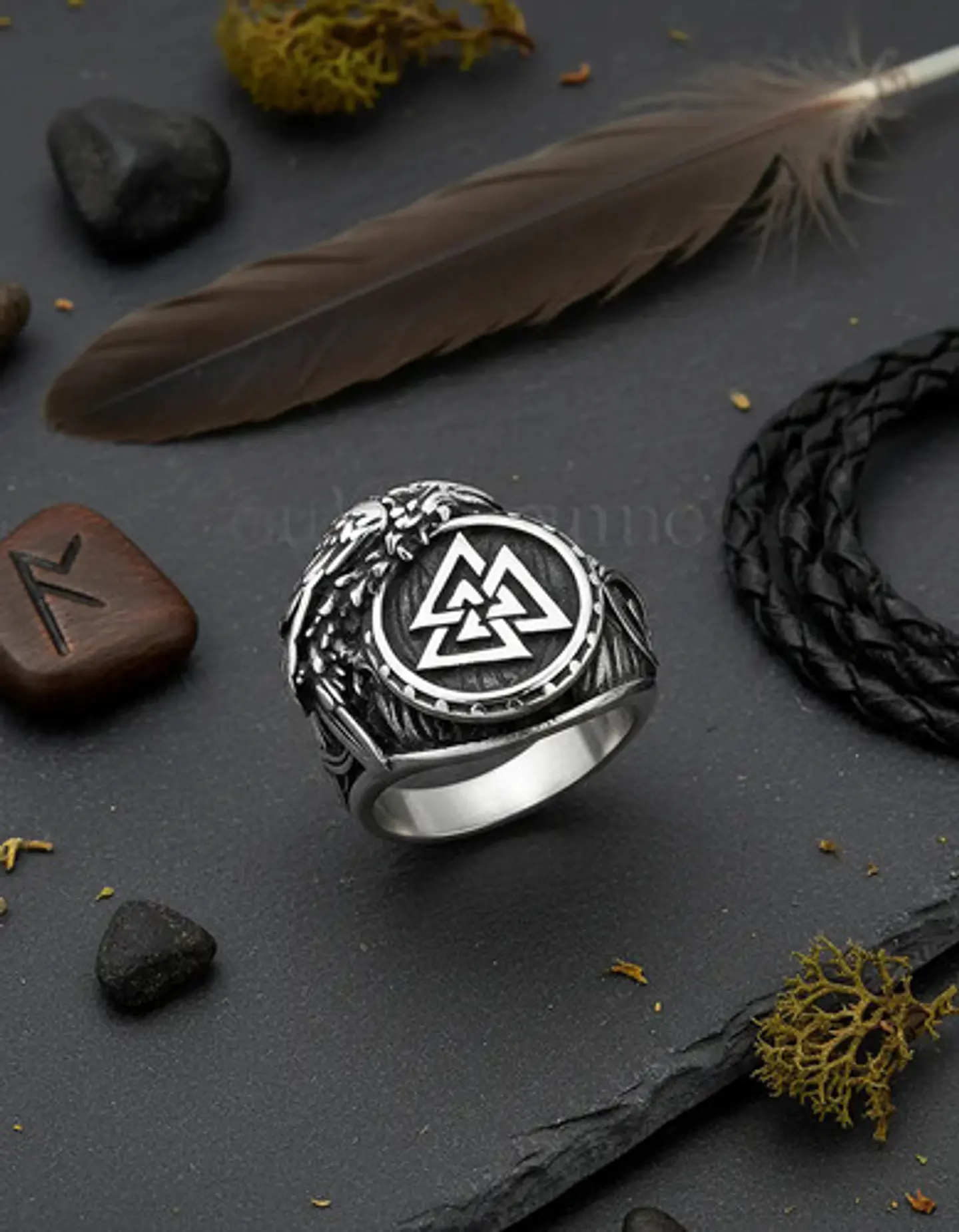  Anillo Valknut Vikingo Cuervo Acero Inoxidable Para Hombre 6