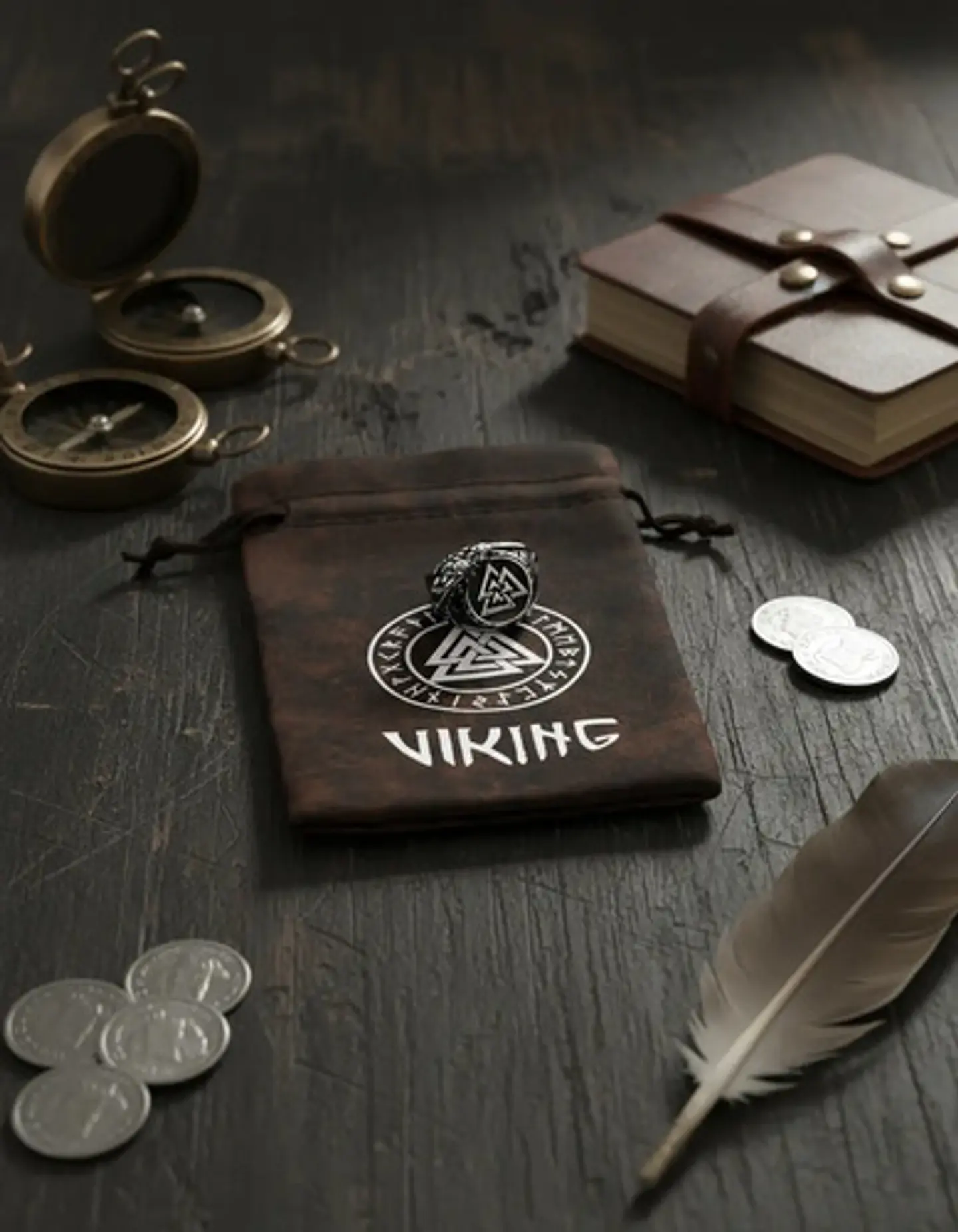  Anillo Valknut Vikingo Cuervo Acero Inoxidable Para Hombre 7