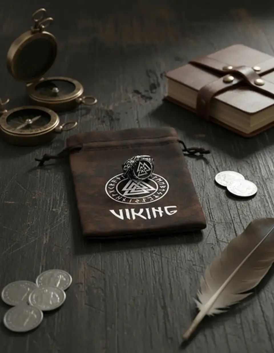  Anillo Valknut Vikingo Cuervo Acero Inoxidable Para Hombre 7