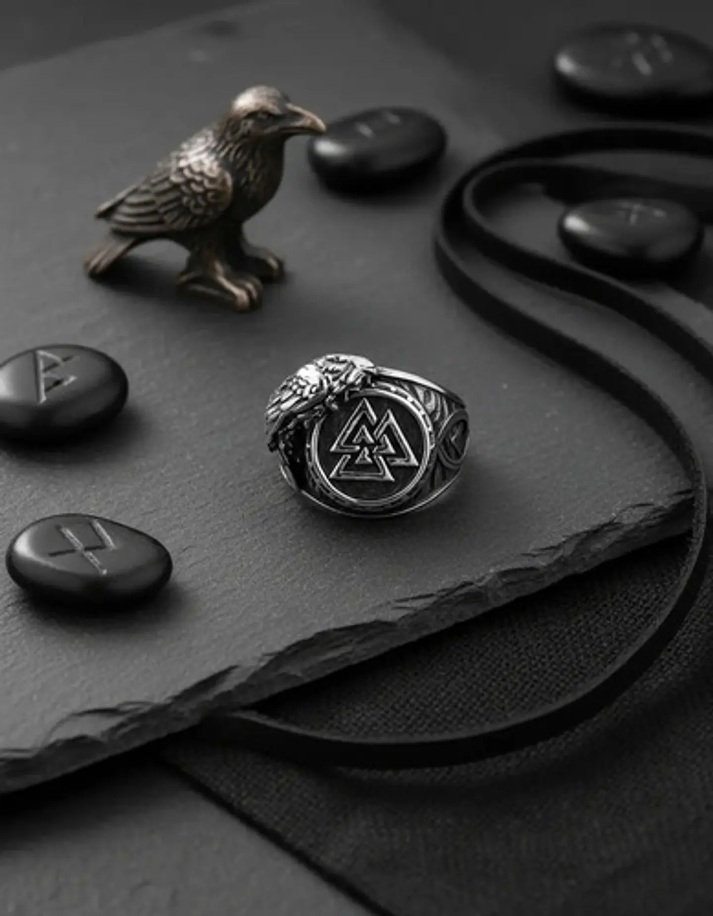  Anillo Valknut Vikingo Cuervo Acero Inoxidable Para Hombre 10
