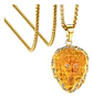 Collar Para Hombre Y Mujer Con Dije Cabeza León Cz Color Oro - Miniatura 1
