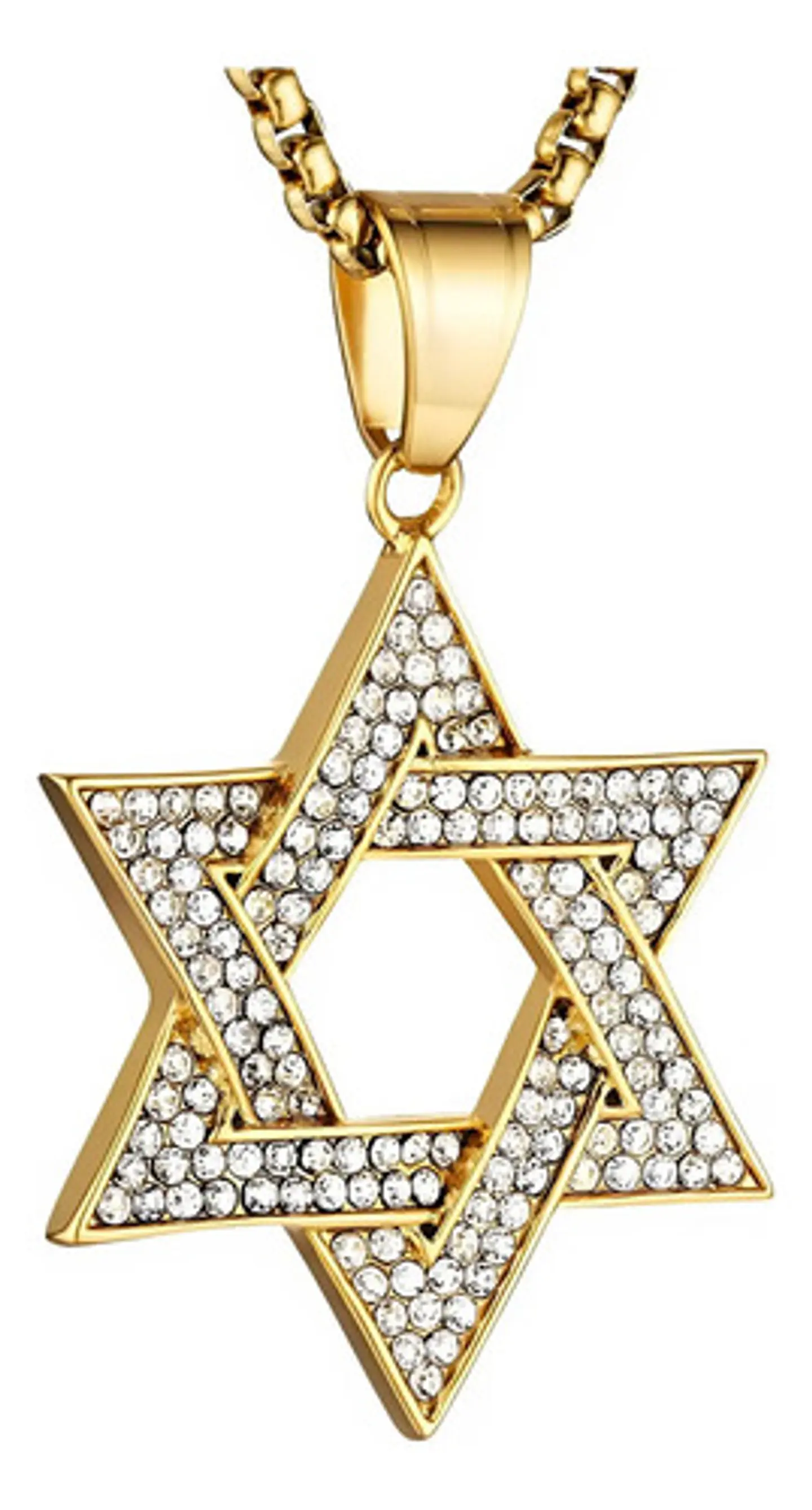 Collar Para Hombre Dije Estrella David Acero De Color Oro 1