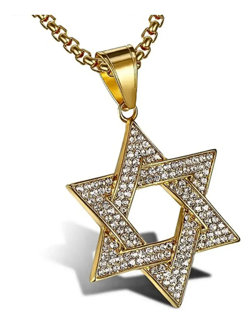 Collar Para Hombre Dije Estrella David Acero De Color Oro 2