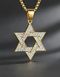 Collar Para Hombre Dije Estrella David Acero De Color Oro - Miniatura 3